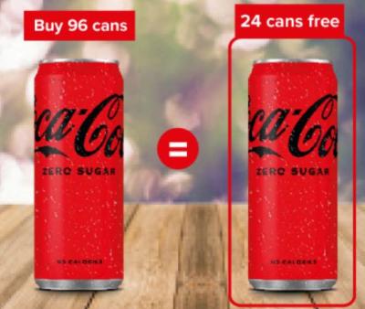 Coca Cola Zero Promo: 96 + 24 gratis