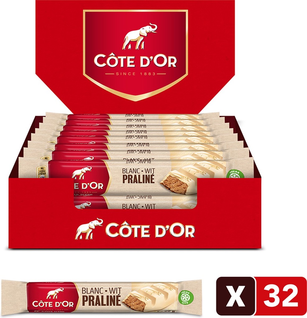 Côte d'Or bar praline white 32 x 1 pc