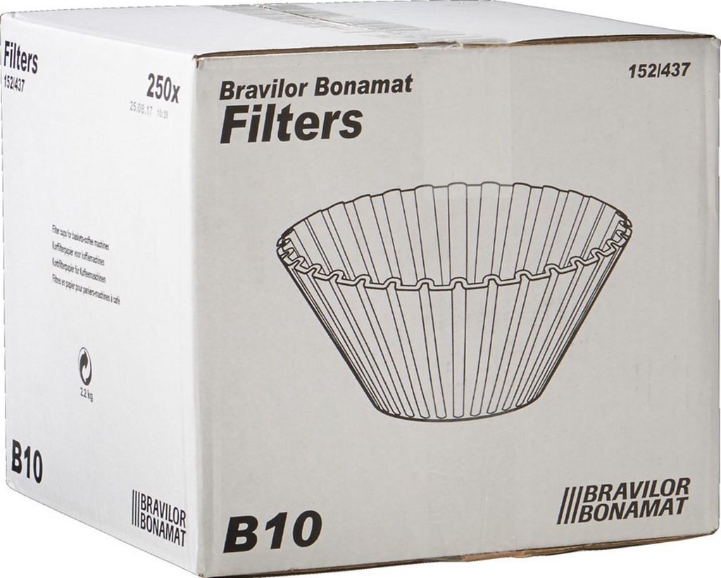 Korffilterpapier 152/437 mm voor Bravilor B10 250 st