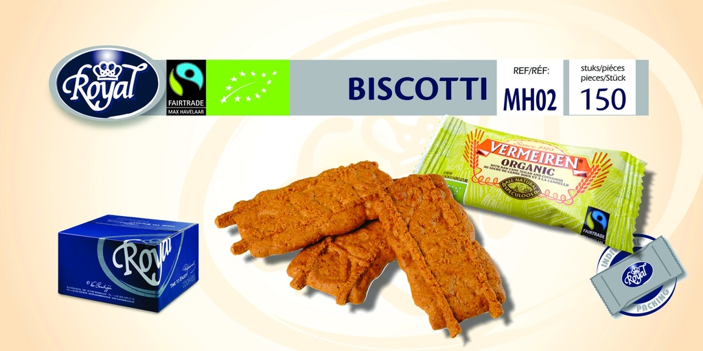 Fairtrade caramelized biscuits "Biscotti" ind. pack 150 pcs BE-BIO-01