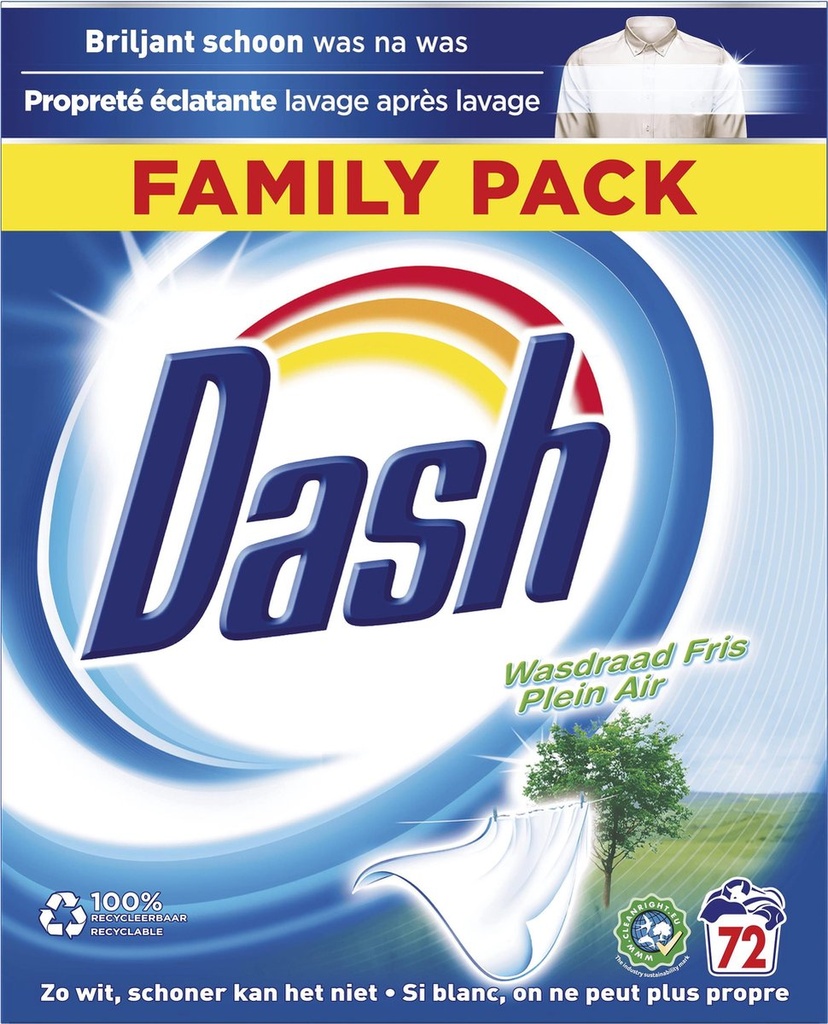 Dash Waspoeder Wasdraad Fris [72 tabletten]