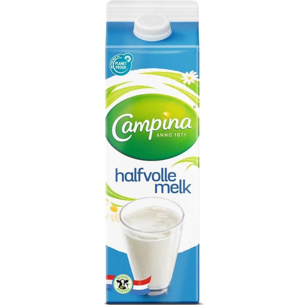 Campina lait demi-écrémé 8 x 1 L