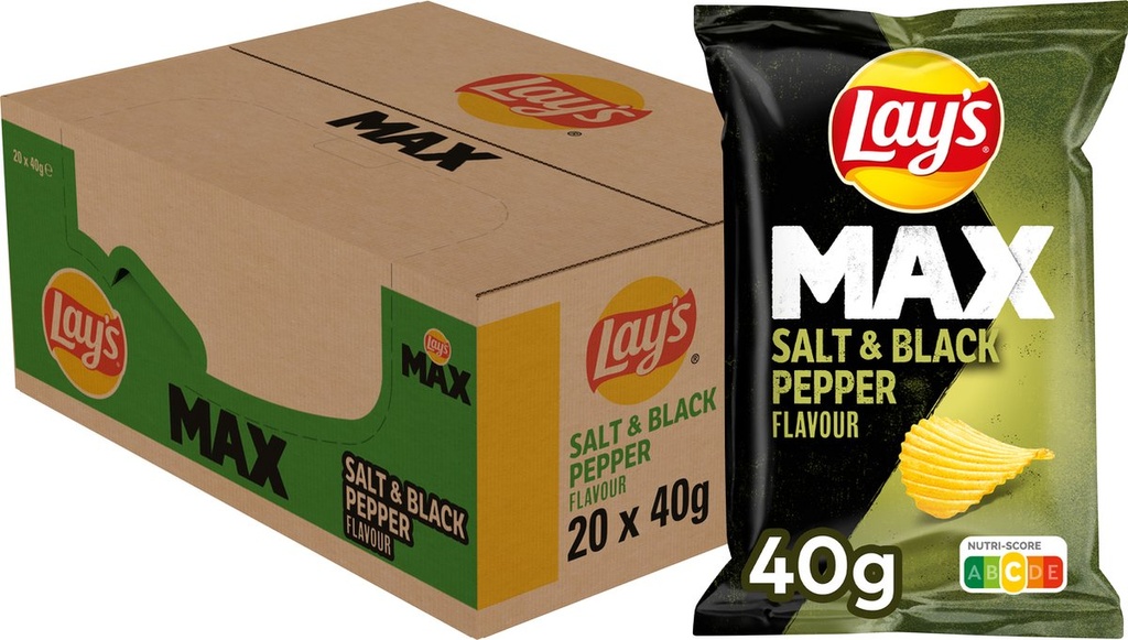 Lay's chips MAX Salt & Black Pepper 20 x 40gr