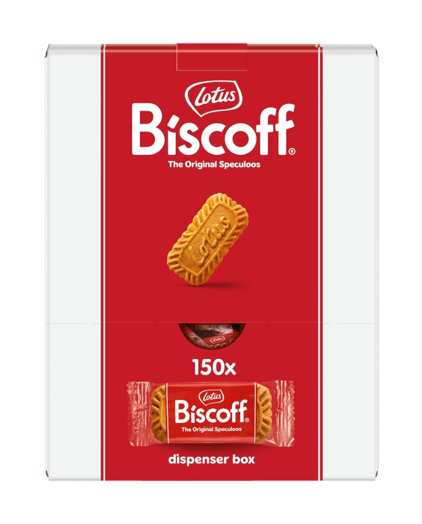 Biscuits caramélisés Lotus ind. emballé dans une boîte distributrice de 150 pcs.