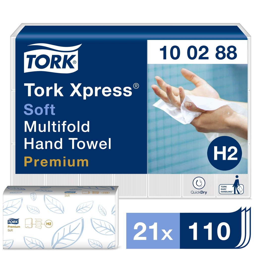 Essuie-mains Tork Xpress Soft à plis multiples, 21x110 pièces (100288)