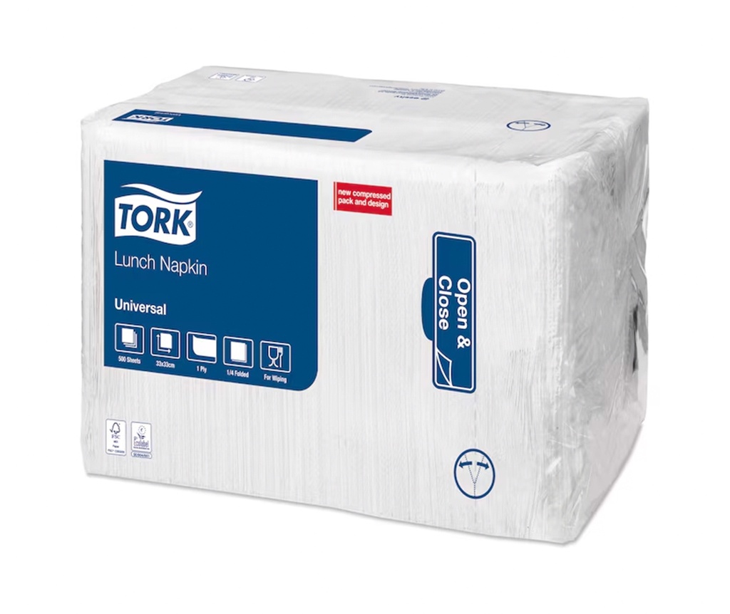 Serviette de table Tork blanche 33x33cm 5x100pcs (509300)