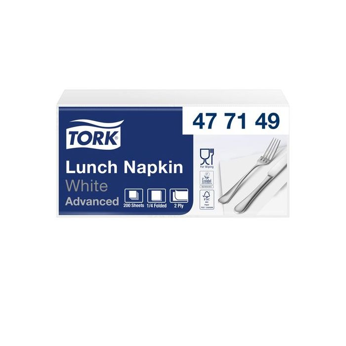 Tork White Lunch Napkin 33x33cm 200pcs (477149)