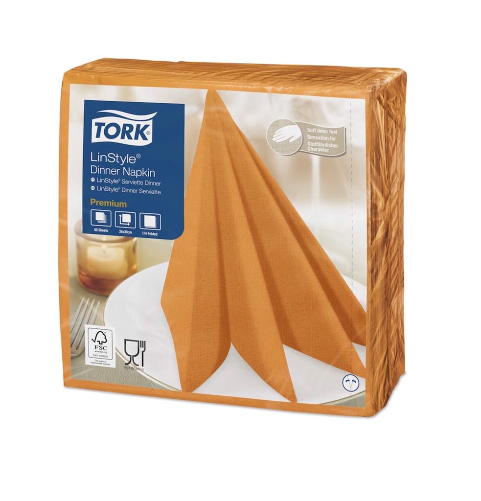 Serviette de table Tork Linstyle Orange 39x39cm 12x50pcs (478851)