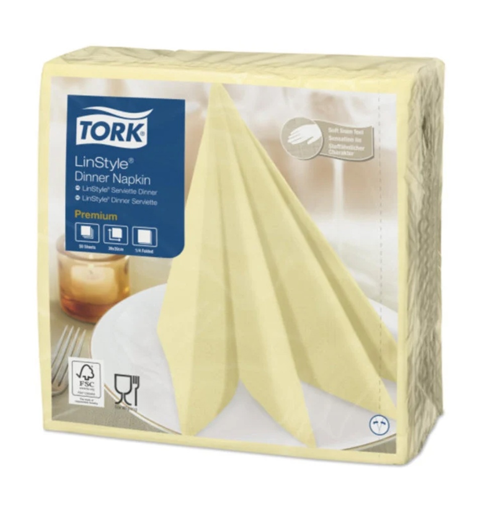 Serviette de table Tork Linstyle Champagne 12x50pcs 39x39cm