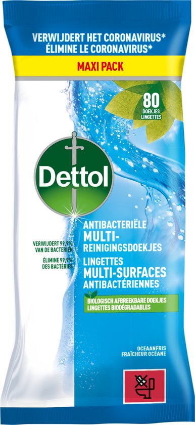 Dettol Lingettes Multi-Nettoyantes Power&Fresh Ocean 80 pcs