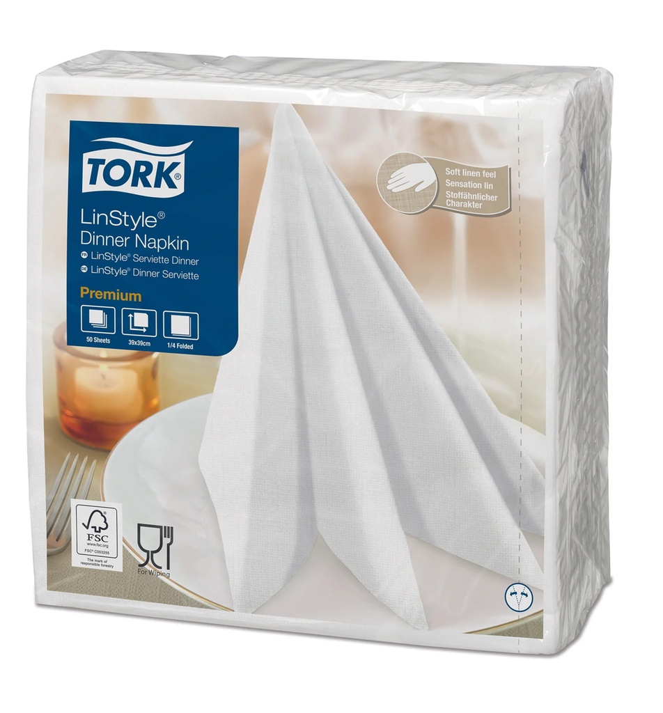 Serviette de table Tork Linstyle Blanc 39x39cm 12x50pc