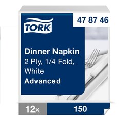 Tork White Dinner Napkin 39x39cm 12x150pcs (478746)