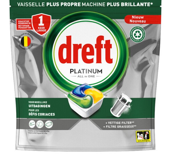 Dreft dishwasher platinum all in one lemon 68 pcs