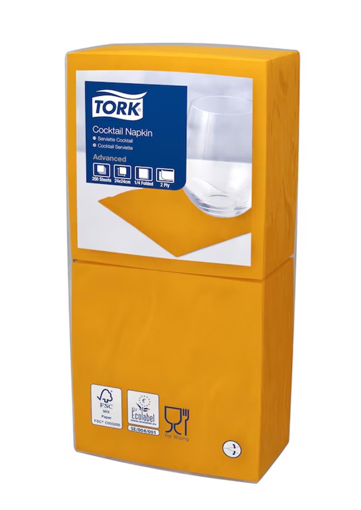 Tork Orange Cocktail Napkin 24x24cm 12x200pcs