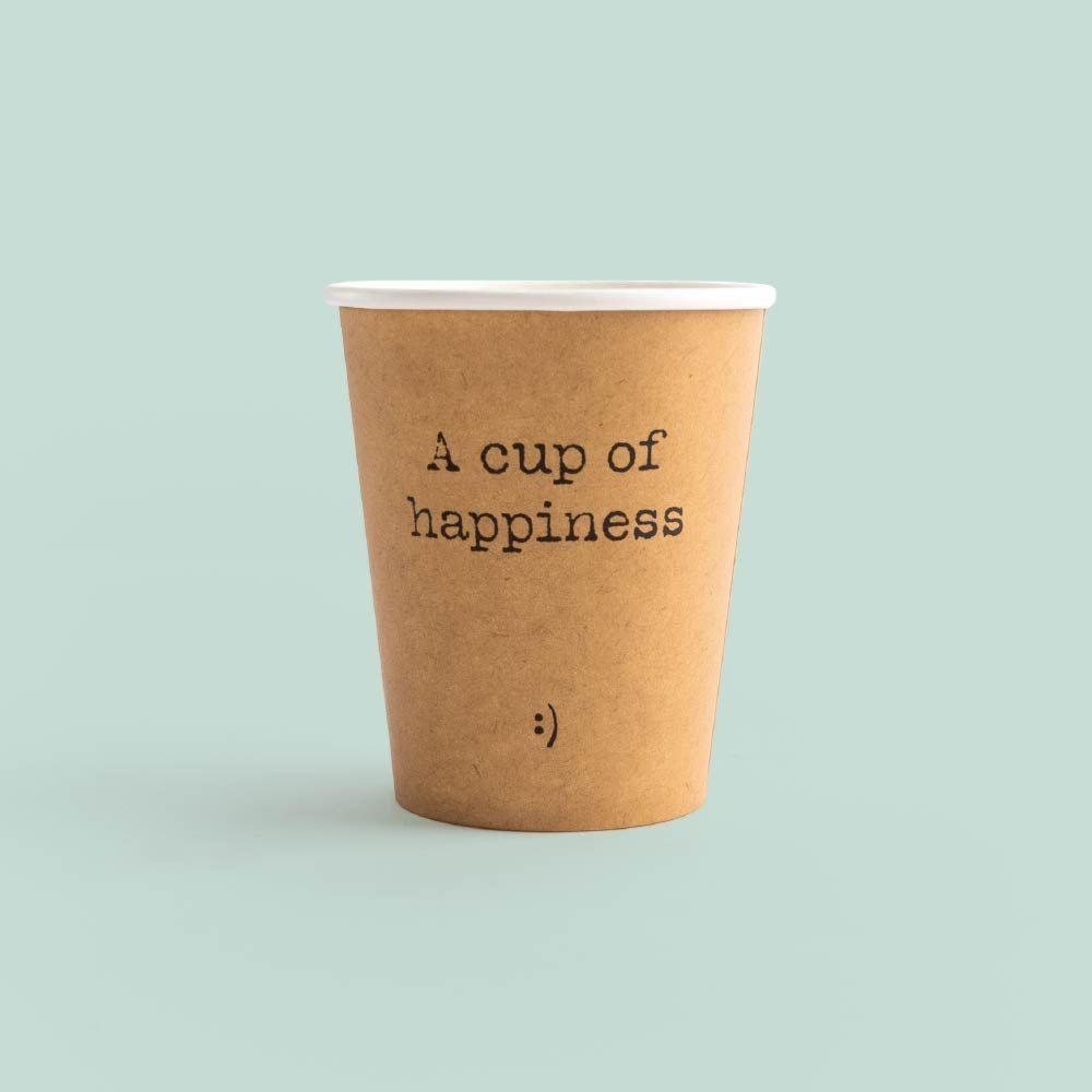 Happiness drinking cups bio-plastic PLA coating 240cc 1000 pcs