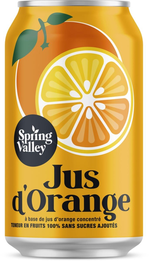 Jus d'orange Spring Valley en canette 24 x 33 cl