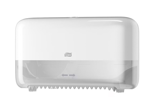 [DBOX051] Tork Twin Coreless Mid-size Toilet Roll Dispenser White (558040)