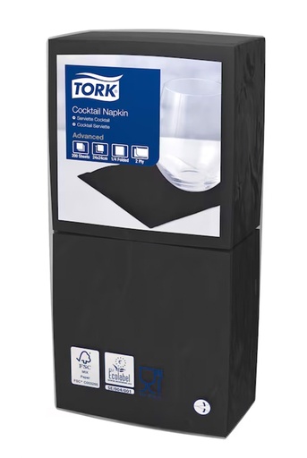 [DSER223] Tork Black Cocktail Napkin 24x24cm 12x200pcs